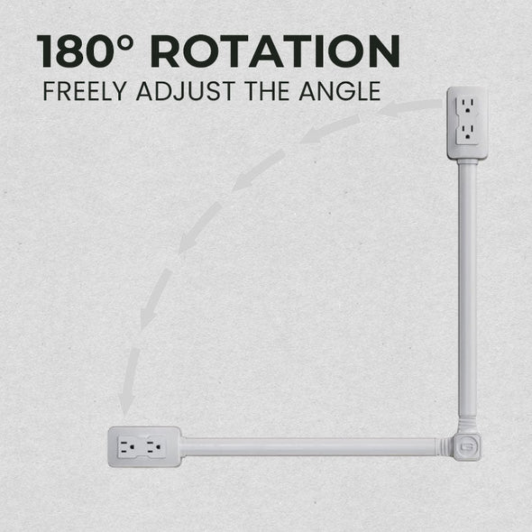 Extensor de Tomadas com Rotação 180°, Suporte para Telemóvel, Instalação sem Furos – Adaptador de Tomada Inteligente e Compacto para Casa e Escritório